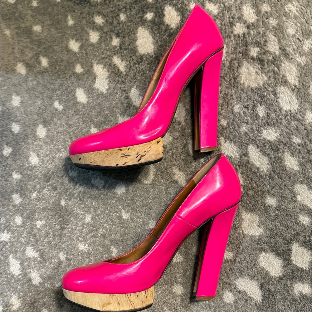 Lanvin fuschia neon pink platform heels Elber Albaz sz 40